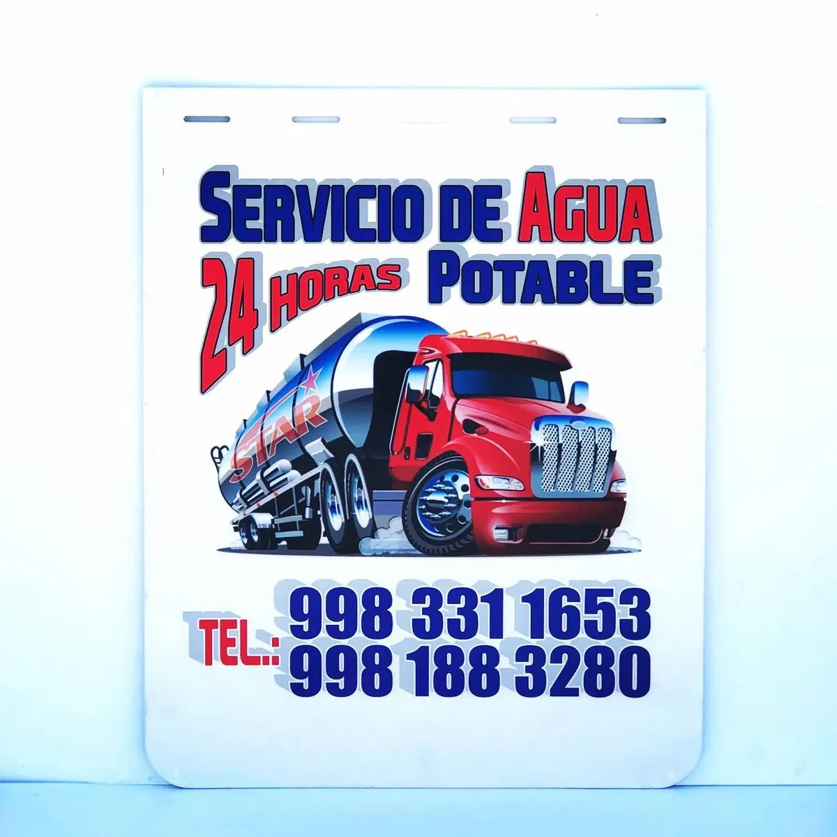 Lodera blanca para servicio de agua potable con pipa ilustrada